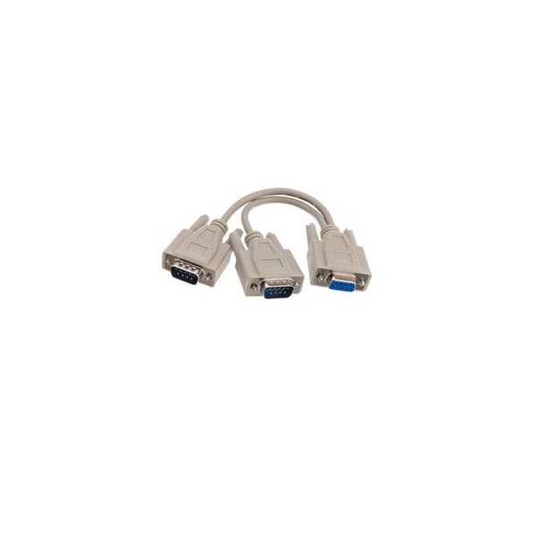 Cable Wholesale DB9 Serial Y adapter, DB9 Female to Dual DB9 Male, 8 inch 30D1-27308 - main